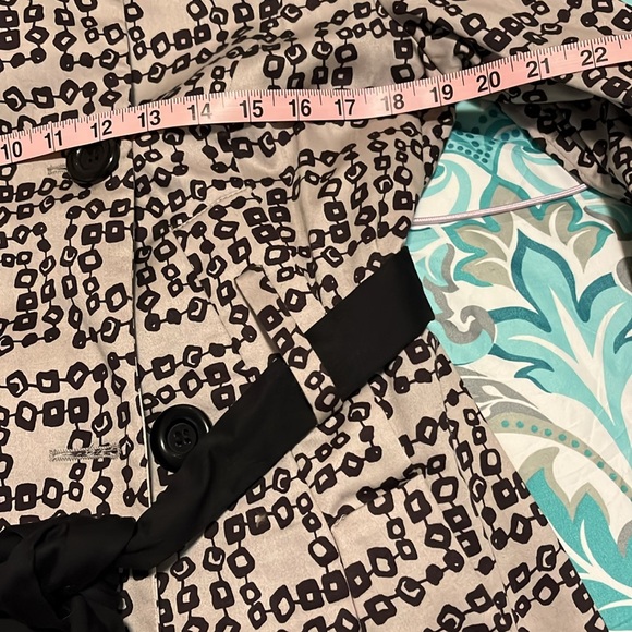 Womens Lapis Taupe & Black Belted Light Weight Trench Coat medium - Picture 7 of 12